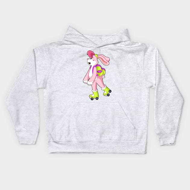 Rabbit with Roller skates Kids Hoodie by Markus Schnabel